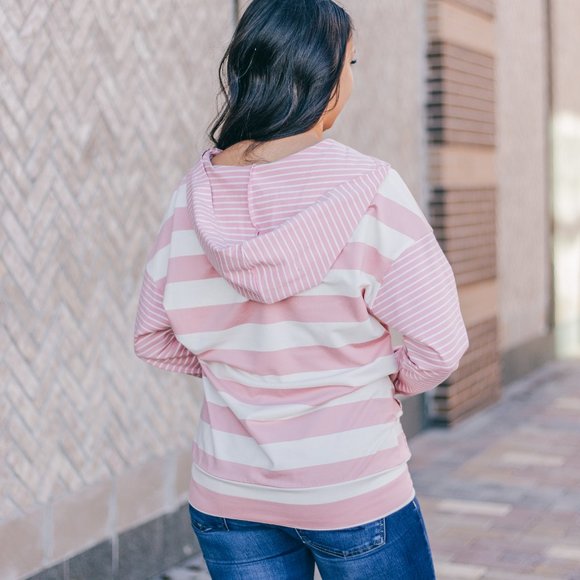 ANDTHEWHY Striped Hoodie in Pink - Picture 2 of 2